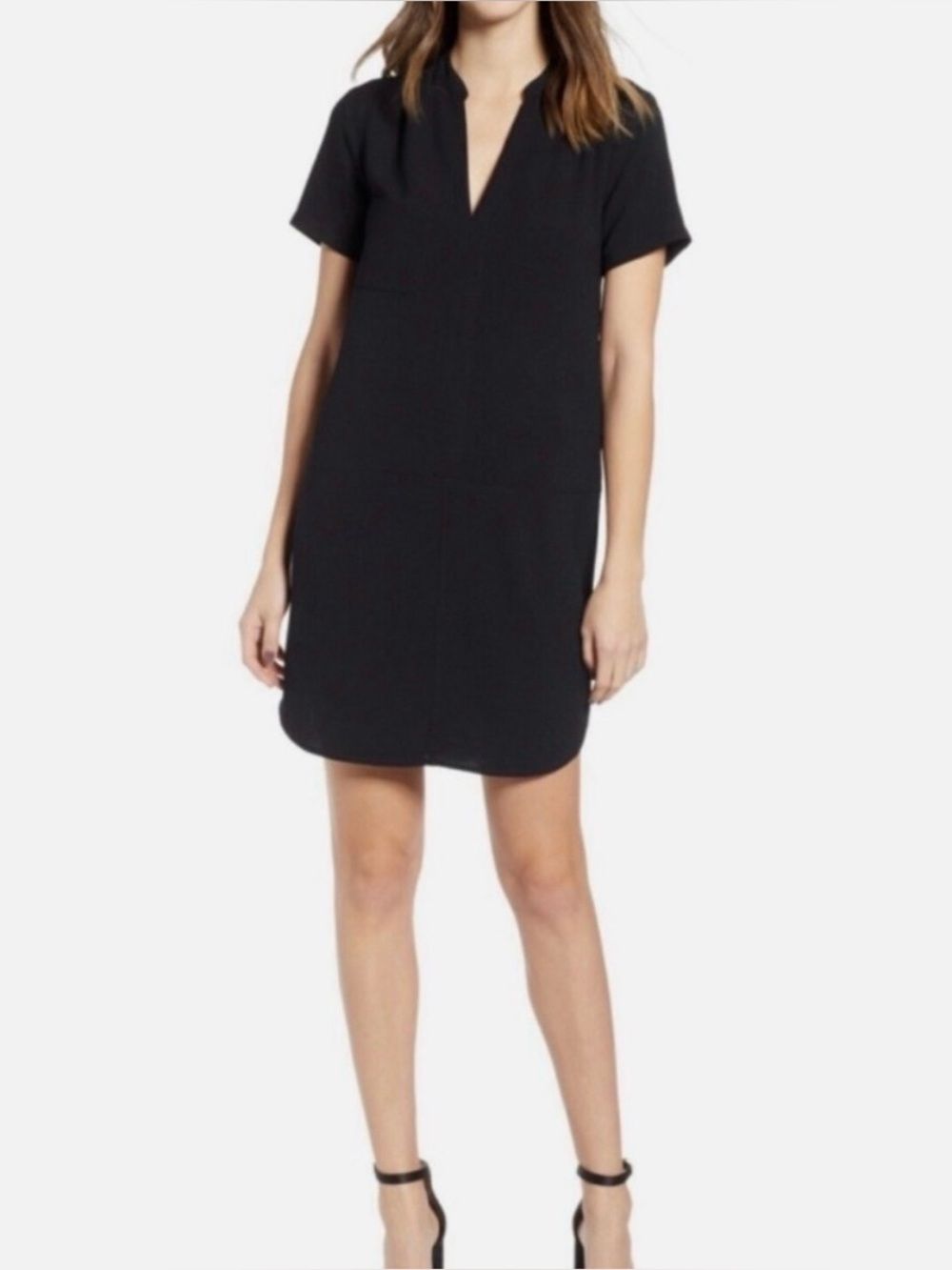 XS Lush Black Short Sleeve Crepe Dress